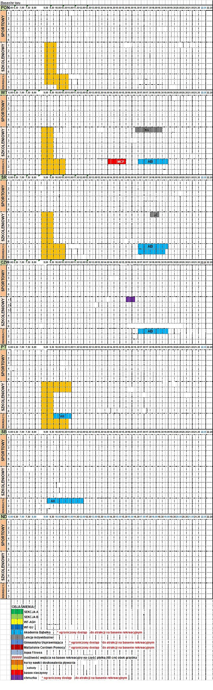 Grafik pływalni od 20-26.07.2026