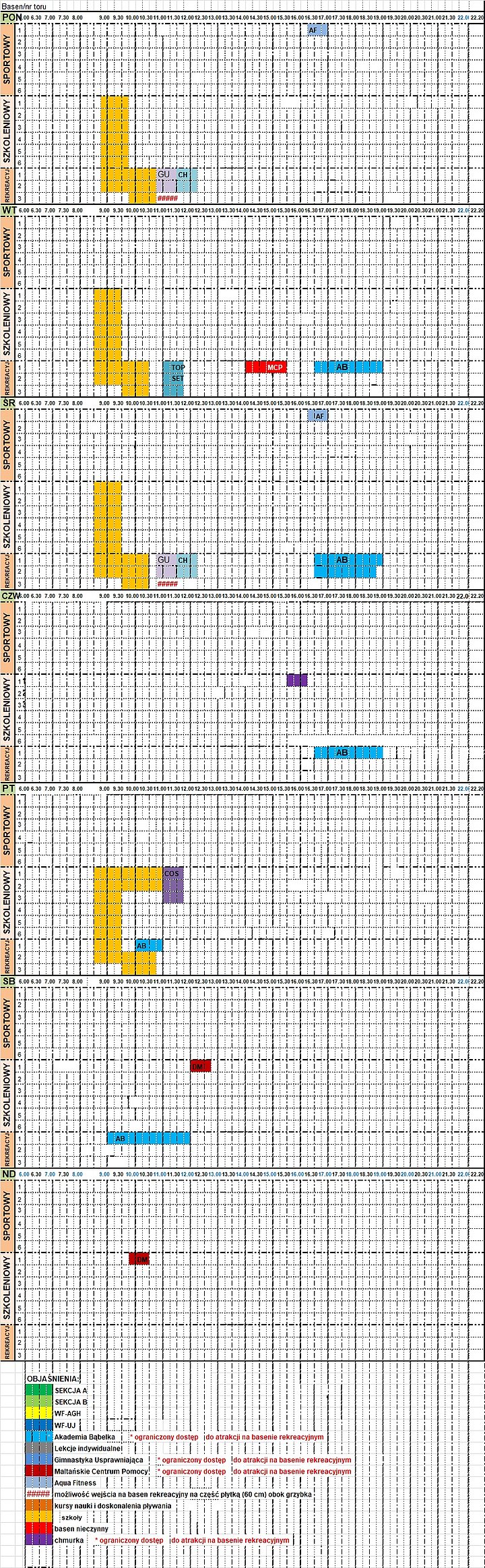 Grafik pływalni 29.06-05.07.2026